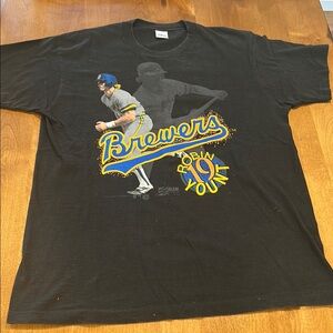 Vintage Robin Yount #19 Brewers Black Short Sleeve Tee by Salem Sportswear